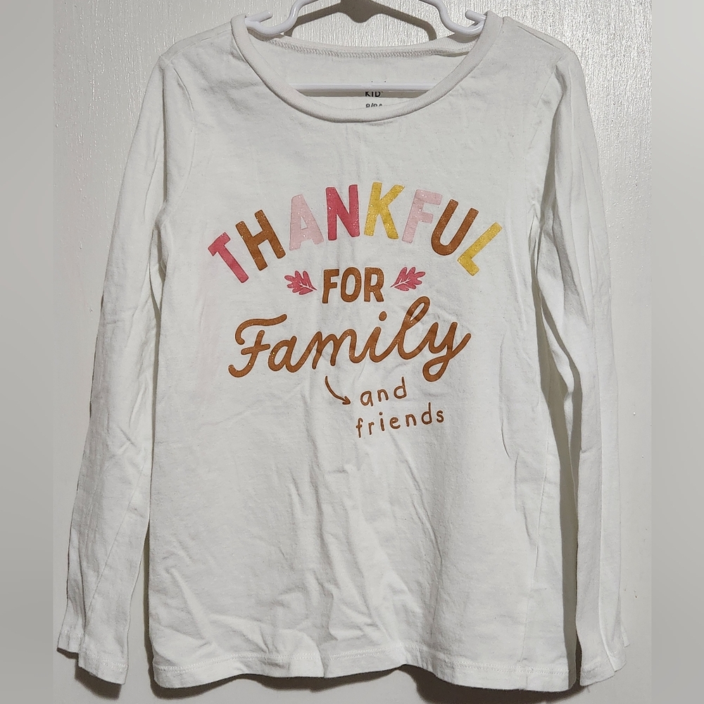 Carter's Kid Girls Size 8 "Thankful For My Family & Friends" Thanksgiving Shirt